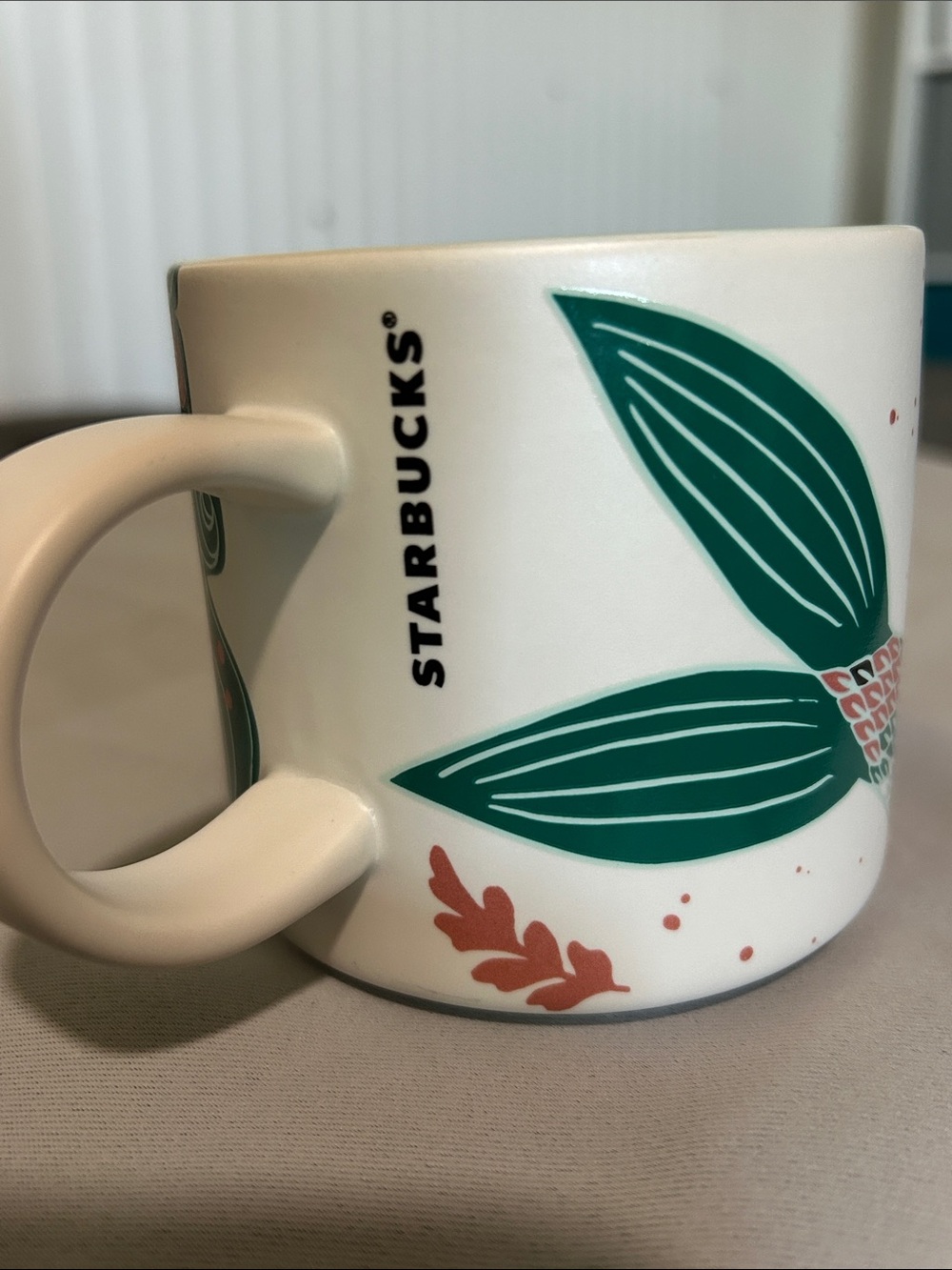 Starbucks White Ceramic Logo Mug w/ beautiful teal & rose gold accent mermaid - Picture 9 of 10